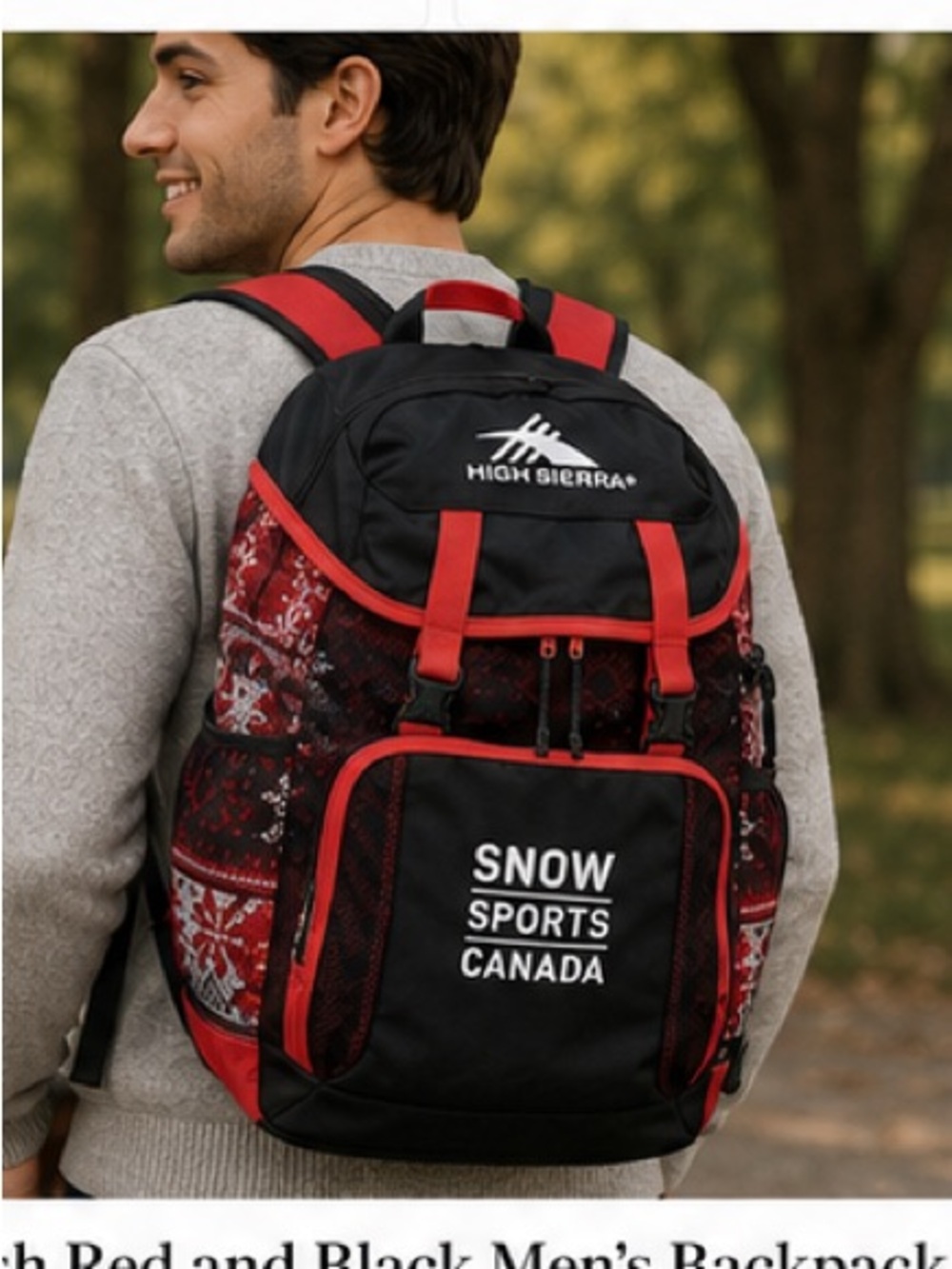 Stylish Red and Black Men's Backpack